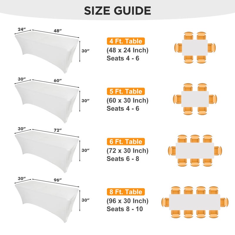 SEPARO Spandex Table Cover 2 Pack 6FT White Fitted Tablecloths,Washable Wrinkle Resistant Stretch Table Cloth Rectangle for Party Hosting Supplies,Wedding Decorations,Vendor Display,Banquet - Image 5